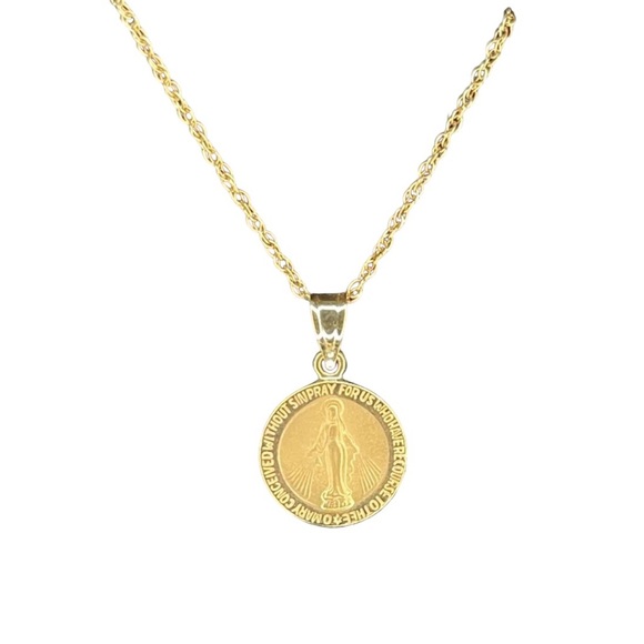 Jewelry - 10k unisex religious virgin marry cross pendant with chain necklace NEW